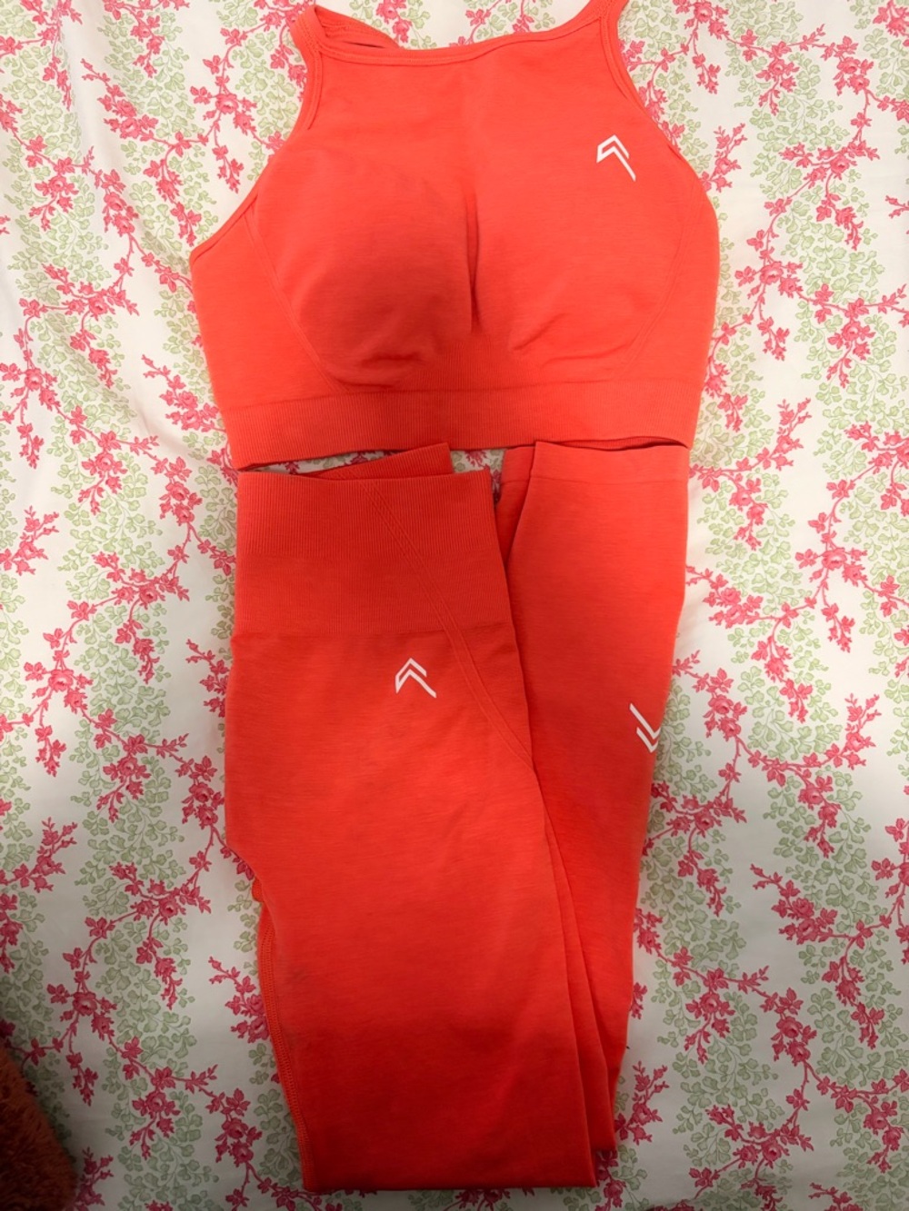 Oner Active Coral Red Seamless Sports Bra & Leggings Set